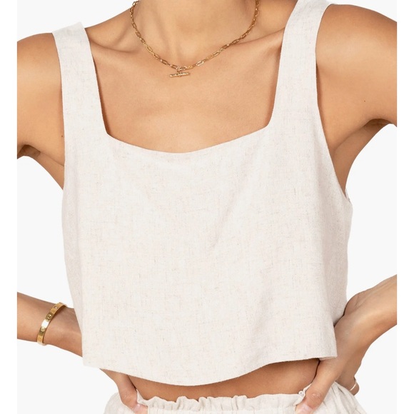 Petal & Pup Tops - Petal & Pup Cream Linen-Crop Tank Top